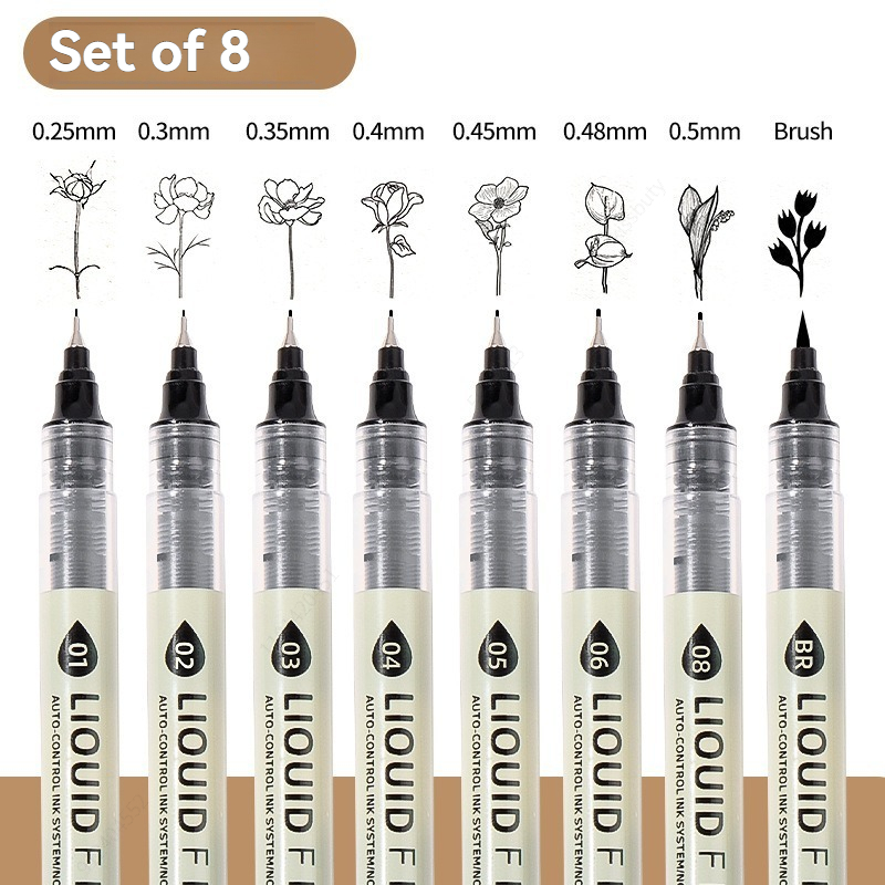 Illustration Marker Set - 12 Tibs Schwarze Stifte Feine Linien