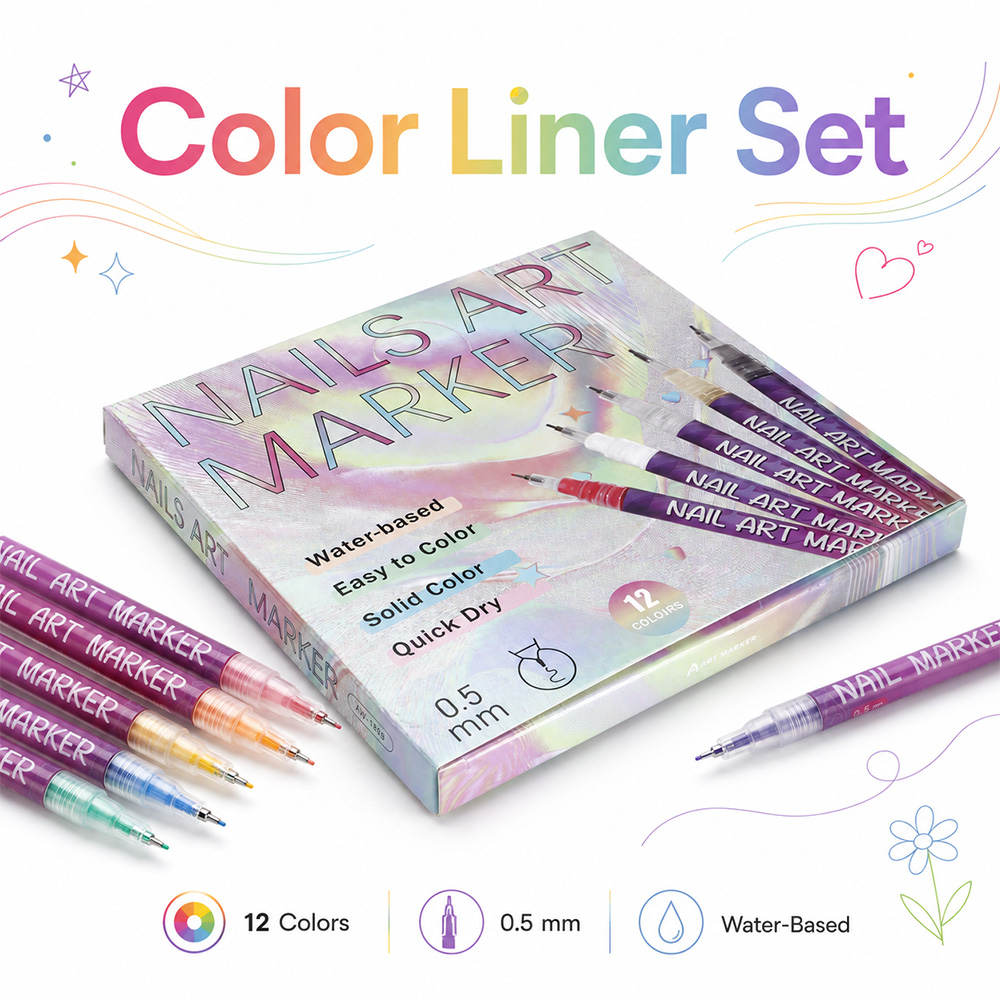 Illustration Marker Set - 12-teiliges Feinlinien-Marker-Set mit Langlebiger Spitze, DIY