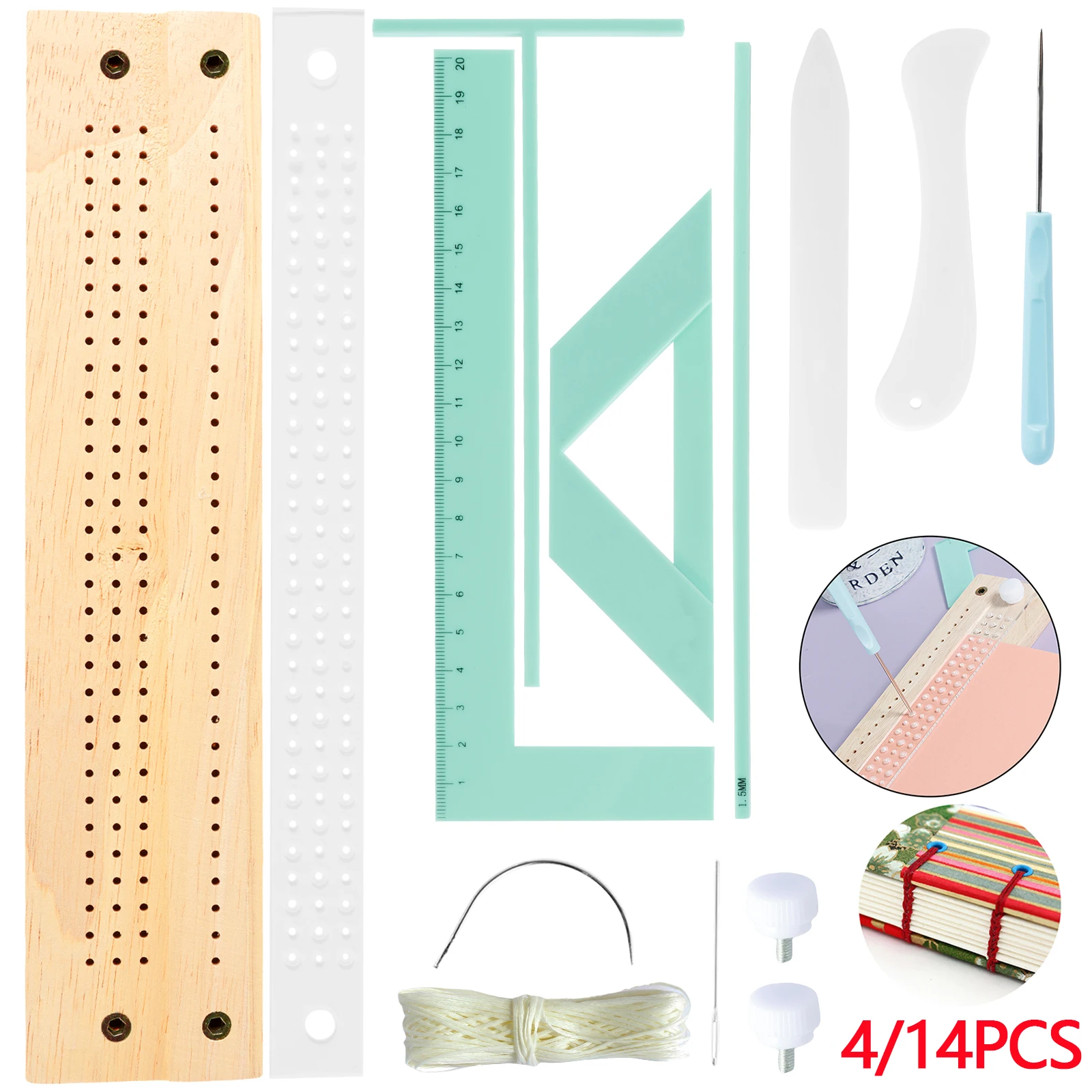 Art Craft Books - 14/4-teiliges Scrapbooking-Werkzeug Buchbindungsset Starter-Notizbuch DIY-Handwerk Komplettes