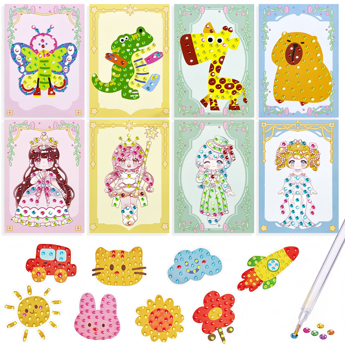 Art Craft Animals - 16-teiliges Edelstein-Set, DIY-Kunst- und Bastelsets, einfache