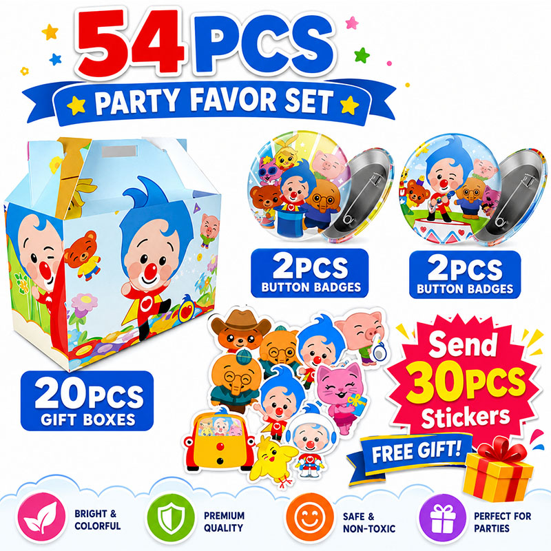 Art Craft House Making - PLIM Cartoon-Muster Papierbox Brosche Aufkleber-Set Partyzubehör