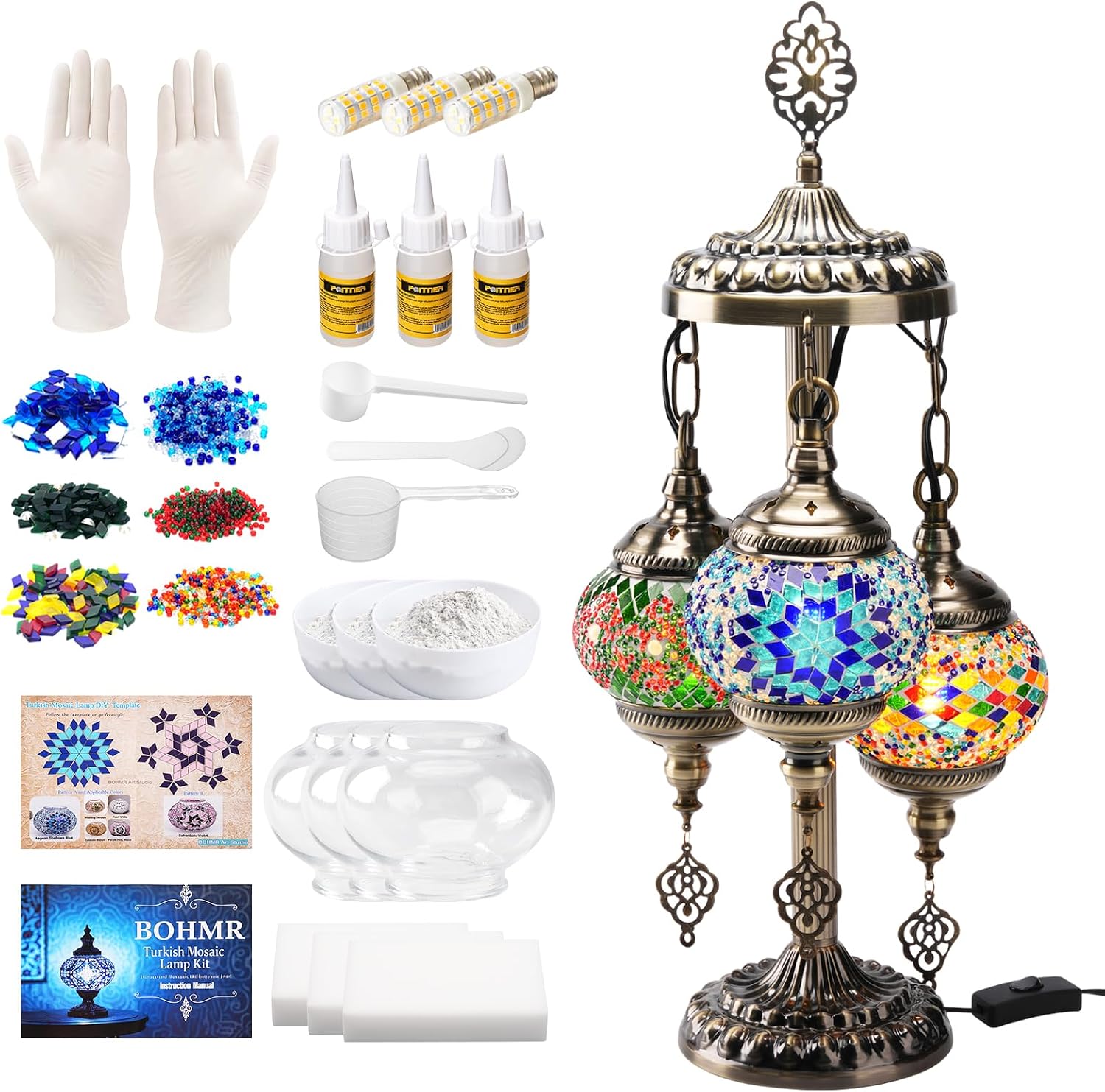 Art Craft Usa - DIY 3-Kugel Türkisches Mosaik-Lampen-Set, 23 Zoll