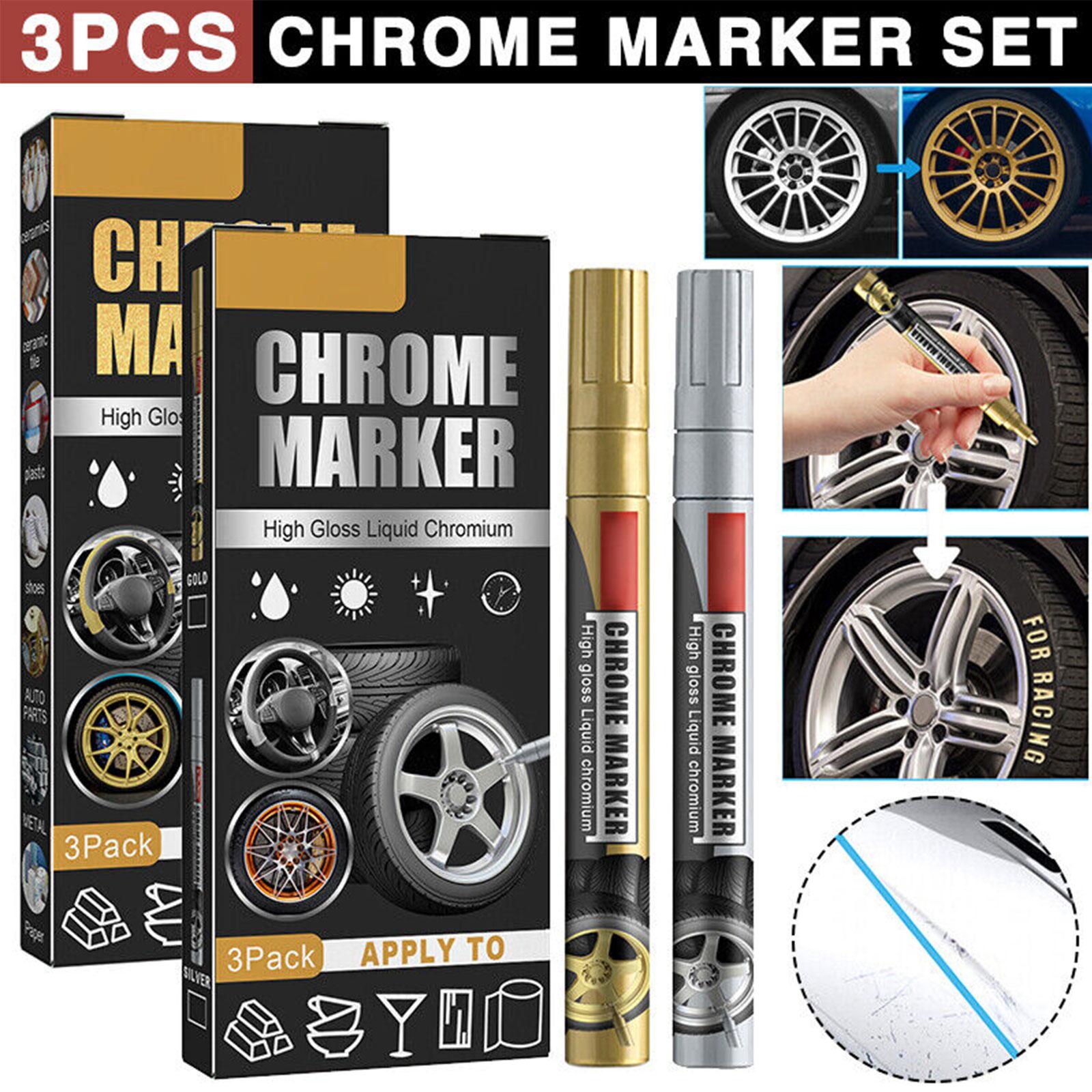 Illustration Marker Set - 3 Teile/satz Chrom Marker Stift Auto