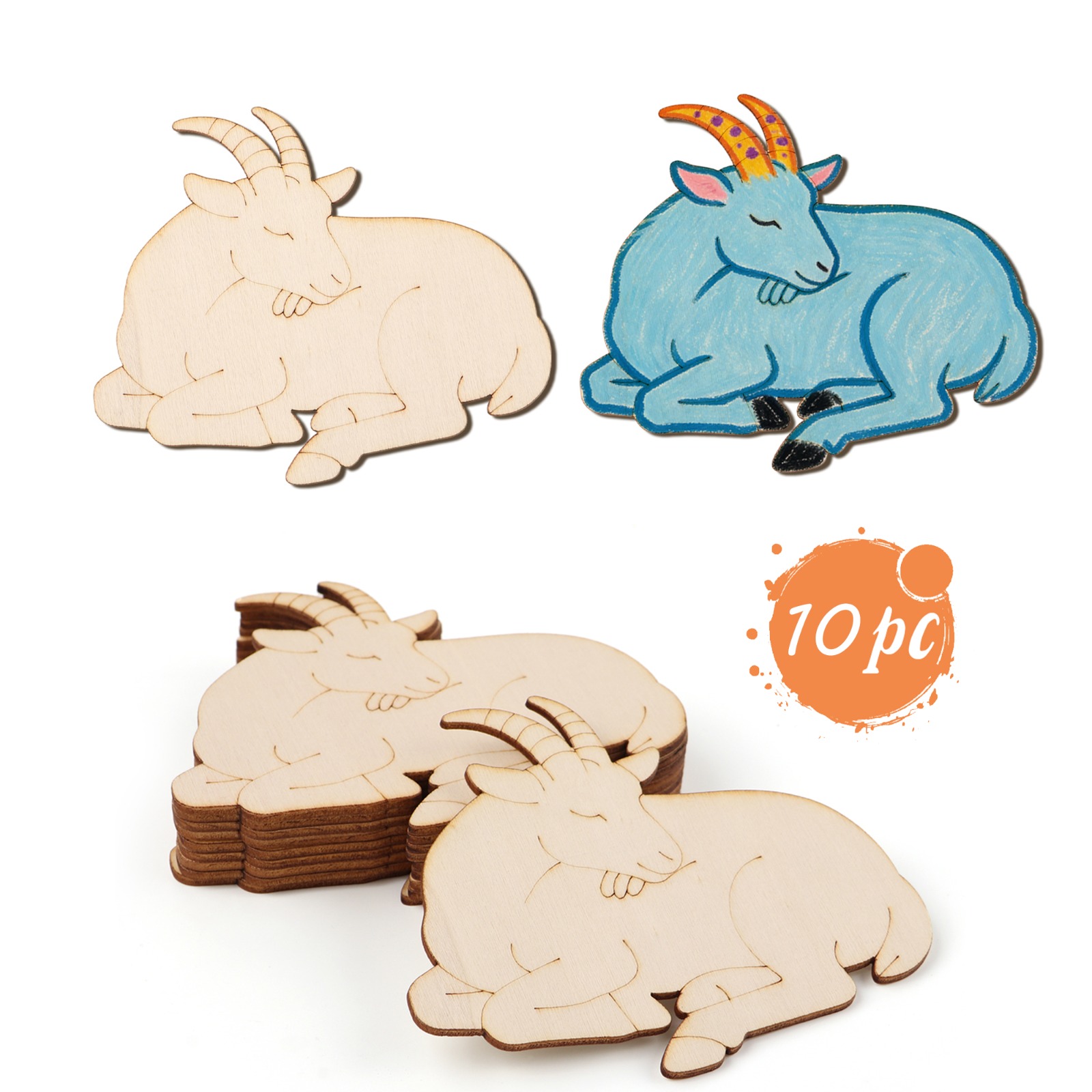 Art Craft Animals - 10 Stück/Set Unfertige Holz-Schaf-Ornamente Holzhandwerk-Set für