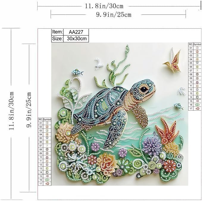 Meeresschildkröten-Diamantmale – Art Craft Animals Bewertung und Preis